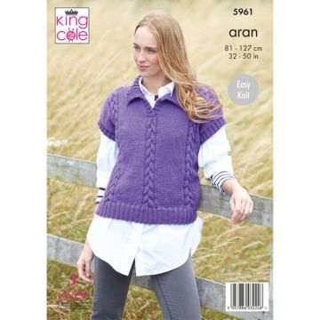 Knitting Pattern Ladies Sweater and Tank in King Cole Wool Aran 5961 