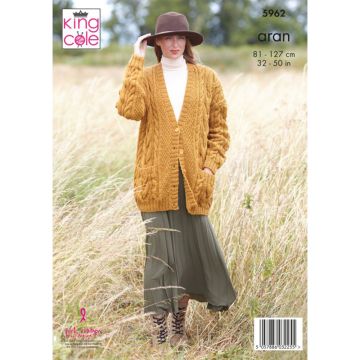 Knitting Pattern Cardigan and Waistcoat in King Cole Wool Aran 5962 