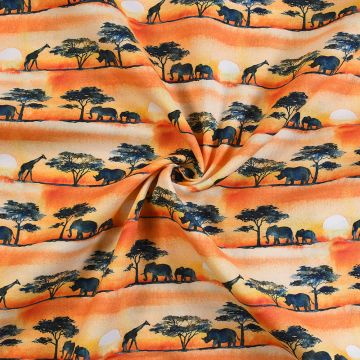 3 Wishes Sunset Safari Cotton Fabric Multi 110cm