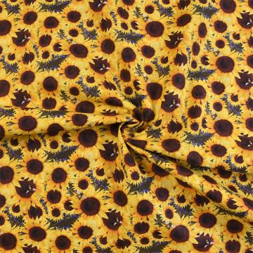 3 Wishes Sunflower Field Cotton Fabric Yellow 110cm