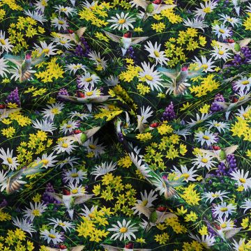 3 Wishes Hummingbird Floral Cotton Fabric Multi 110cm