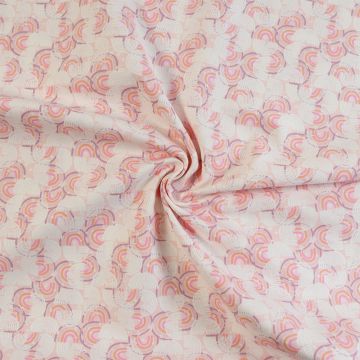 3 Wishes Rainbow Geo Cotton Fabric Pink 110cm