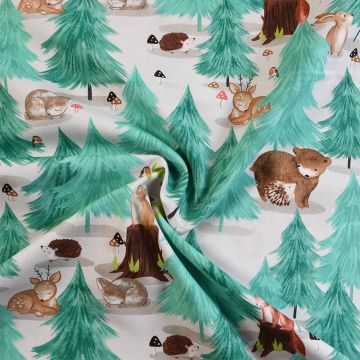3 Wishes Forest Wander Cotton Fabric Light Grey 110cm
