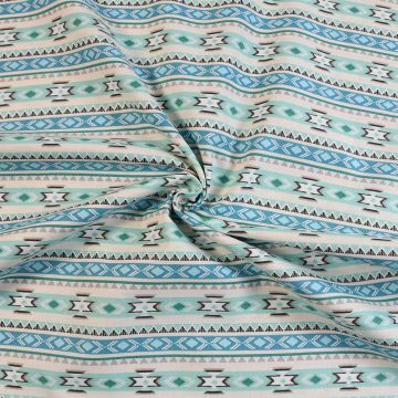 3 Wishes Geometric Stripe Cotton Fabric Green 110cm