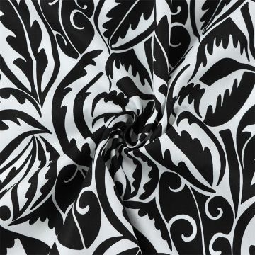 Abstract Floral Cotton Poplin Fabric 1 Black 150cm