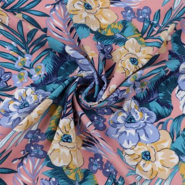 Vibrant Floral Viscose Poplin Fabric 3 Pink 150cm