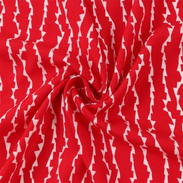 Zig Zag Viscose Poplin Fabric 4 Red 150cm