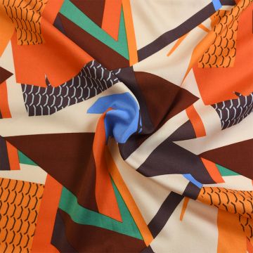 Block Viscose Poplin Fabric 3 Orange 150cm