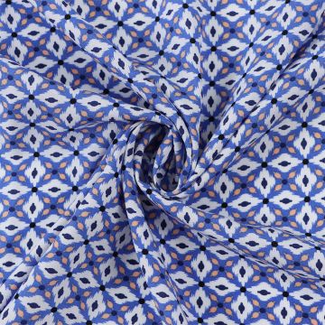 Geometric Viscose Poplin Fabric 2 Blue 150cm