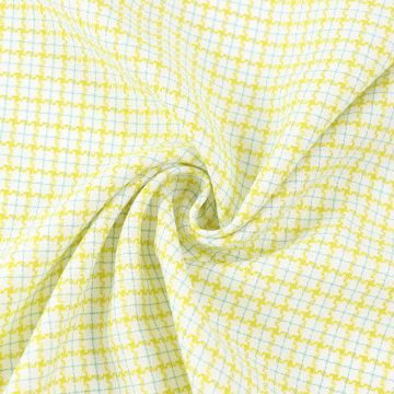 Textured Woven Poly Spandex Check Fabric  Lemon Yellow 150cm