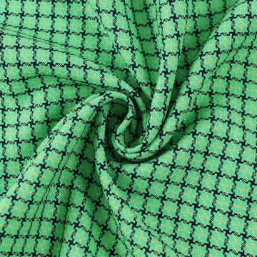 Textured Woven Poly Spandex Check Fabric  Green Green 150cm