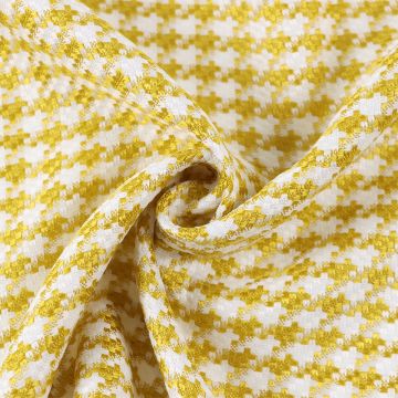Houndstooth Poly Spandex Woven Check Fabric  Yellow Yellow 150cm