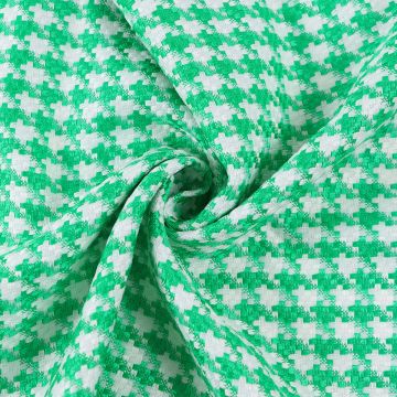 Houndstooth Poly Spandex Woven Check Fabric  Green Green 150cm