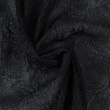 Crinkle Poly Organza Fabric  Black Black 145cm