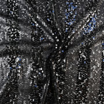 Striped Embroidered Sequin Fabric  Black 150cm
