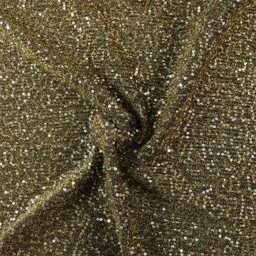Metallic Embroidered Sequin Knit Fabric  Old Gold 148cm