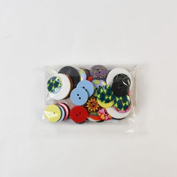 Bag of Mixed Buttons Prints Multi Approx150-200pcs