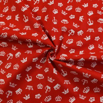 Crowns Cotton Fabric Red 110cm
