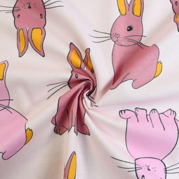 Rabbits Cotton Flannel Fabric Pink 110cm