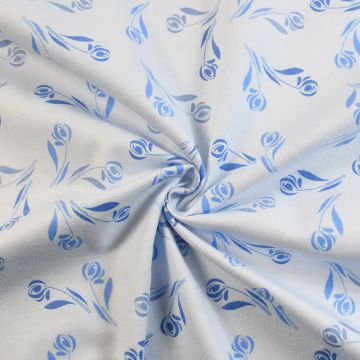 Buds Cotton Flannel Fabric Blue 110cm