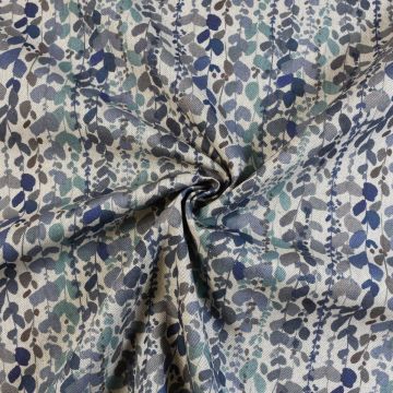Azure Vintage Garden Linen Look Curtain Fabric Azure 140cm
