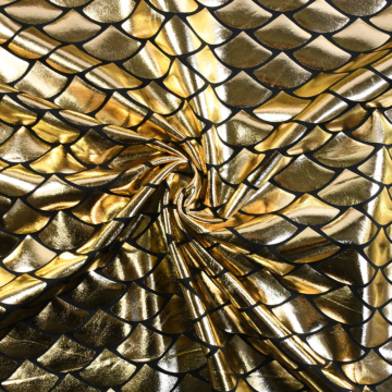 Plain Fishscale Polyester Foil Fabric Gold 144cm