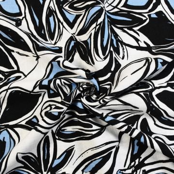 Bold Print Viscose Linen Fabric Blue 135cm