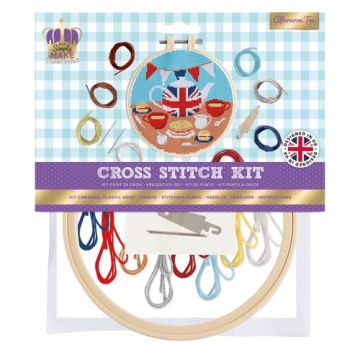 Simply Make Cross Stitch Afternoon Tea Kit Multi 24cm x 23cm
