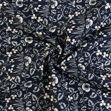 William Morris Natures Dream Eyebright 100% Cotton Fabric Black 110cm