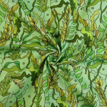 The Crafty Lass Sea In Colour Seaweed 100% Cotton Fabric Green 110cm