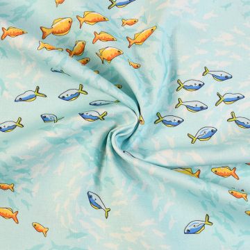The Crafty Lass Sea In Colour Shoal 100% Cotton Fabric Turquoise 110cm