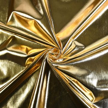 Polyester Spandex Stretch Jersey Foil Fabric Gold 147cm