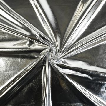 Polyester Spandex Stretch Jersey Foil Fabric Silver 147cm