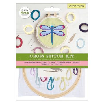 Simply Make Cross Stitch Colourful Dragonfly Kit Multi 20cm x 15cm