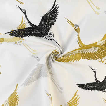 Flight Woven Print 100% Organic Cotton Curtain Fabric  C5 Gold 140cm