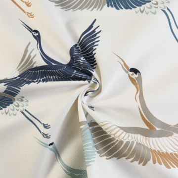 Flight Woven Print 100% Organic Cotton Curtain Fabric  C3 Blue 140cm