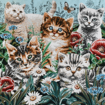 Cats Tapestry Panel Blue 48 x 48cm