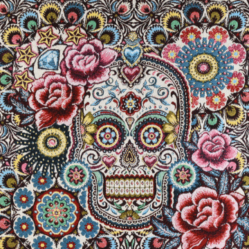Day Of The Dead Tapestry Panel Multi 48 x 48cm