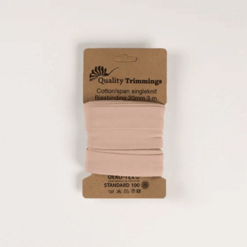 3 Metre Card of Cotton Jersey Bias Tape Poudre 20mm x 3mtr