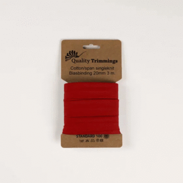 3 Metre Card of Cotton Jersey Bias Tape Dark Red 20mm x 3mtr