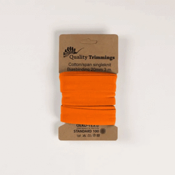 3 Metre Card of Cotton Jersey Bias Tape Orange 20mm x 3mtr