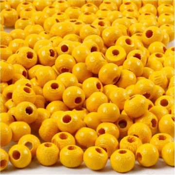 Pack of Wooden Beads Yellow 20g x 10mm x 70pcs