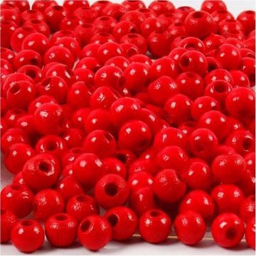 Pack of Wooden Beads Red 20g x 10mm x 70pcs