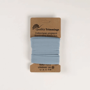 3 Metre Card of Cotton Jersey Bias Tape Baby Blue 20mm x 3mtr