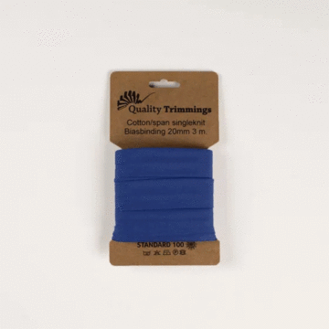 3 Metre Card of Cotton Jersey Bias Tape Royal Blue 20mm x 3mtr