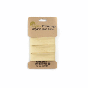 5 Metre Card of Organic Cotton Poplin Bias Tape Dusty Yellow 20mm x 5mtr