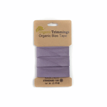5 Metre Card of Organic Cotton Poplin Bias Tape Lilac 20mm x 5mtr
