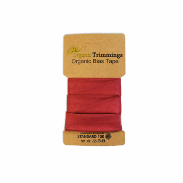 5 Metre Card of Organic Cotton Poplin Bias Tape Terracotta 20mm x 5mtr