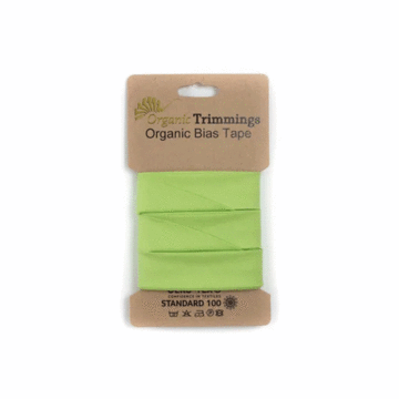 5 Metre Card of Organic Cotton Poplin Bias Tape Lime 20mm x 5mtr