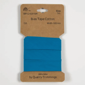 3 Metre Card of Cotton Bias Tape Turquoise 20mm x 3mtr